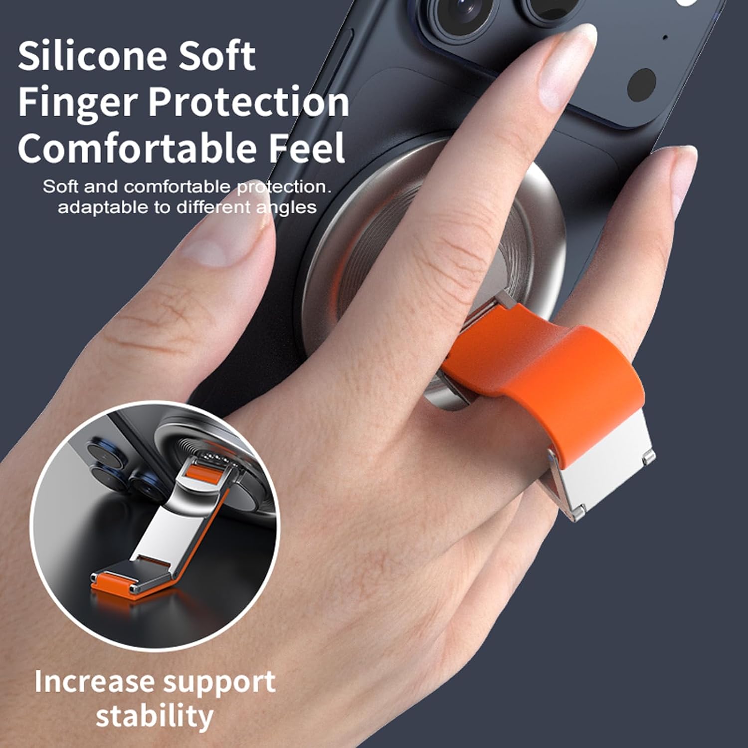 Magnetic Cell Phone Grip Stand for Magsafe Portable Phone Ring Holder-Gray image 2