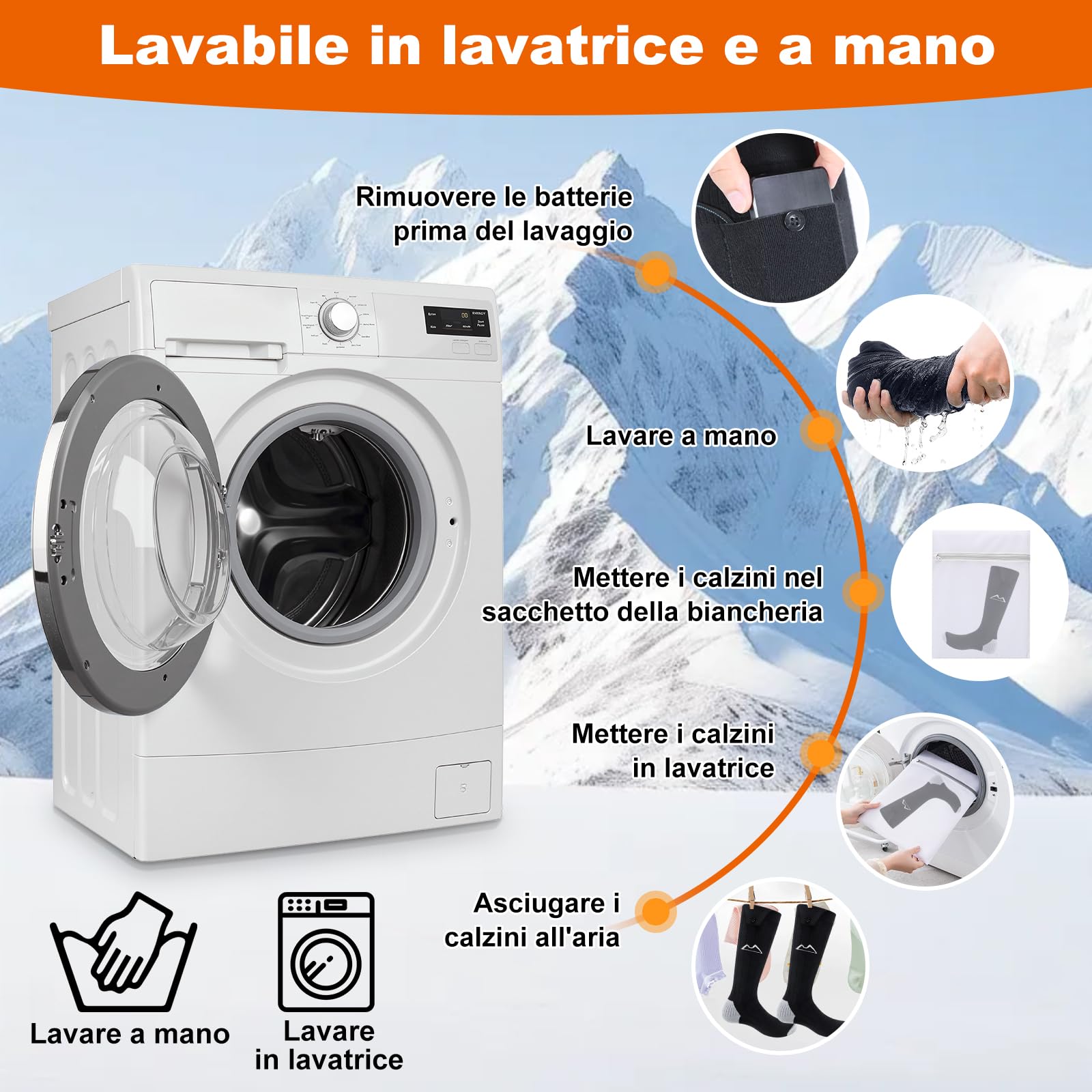 seenlast Calze Riscaldate a Batteria, 2×5000mAh Calzini Riscaldati Ricaricabili per Uomo Donna,Calzini Elettrici Riscaldanti con 3 Livelli Temperatura,Lavabile Calze Scaldapiedi per Sci Ciclismo Corsa