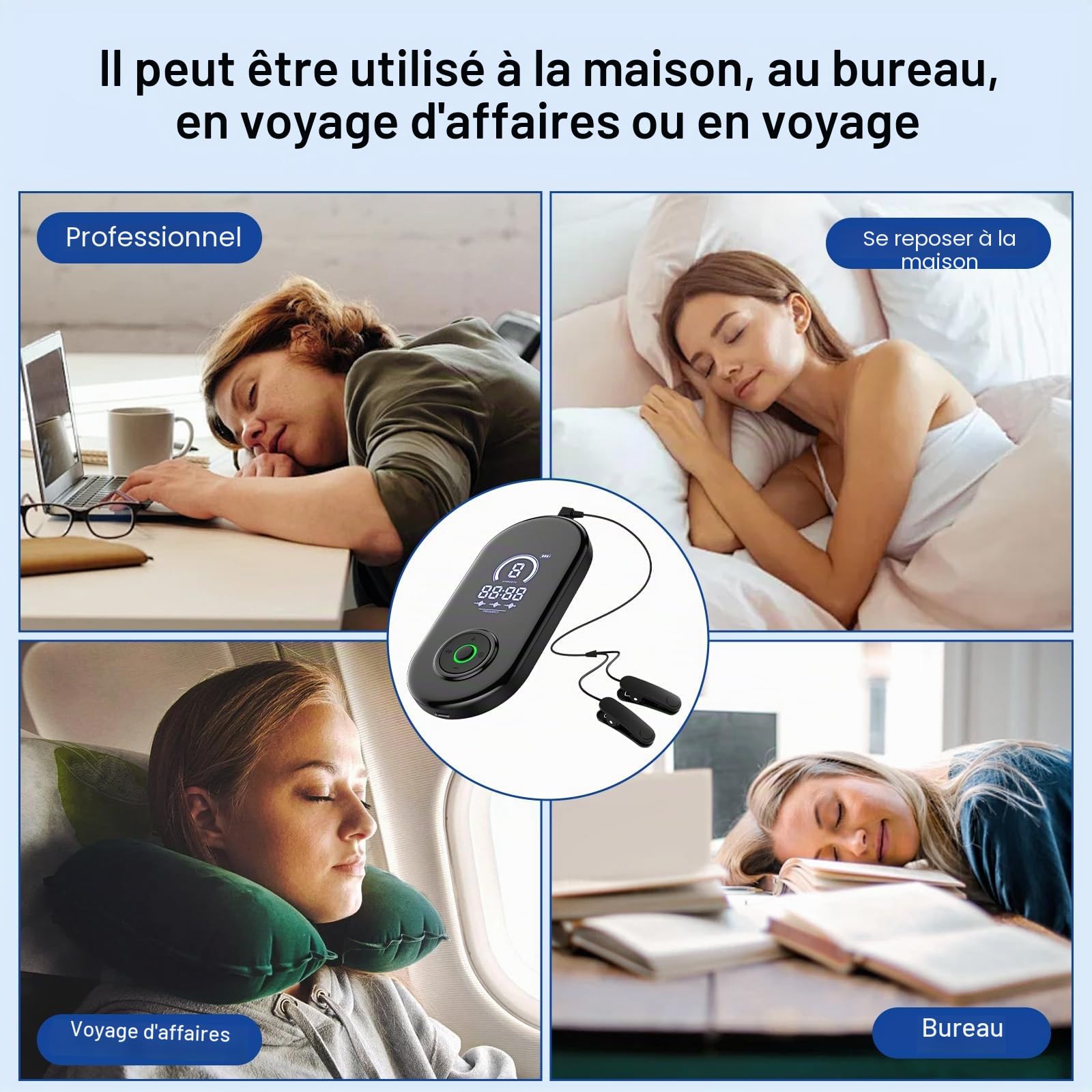 Roadtime Appareil d'aide au Sommeil,Appareil de Stimulation du Nerf Vague | Avancé d'oreille Micro Courant avec Clips,3 Modes 9 Vitesses Aide au Sommeil,,CES Réduit L'anxiété soulage la fatigue