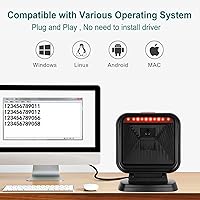 Vista 5 de OBZ Escáner de código de barras de escritorio 1D 2D manos libres omnidireccional automático USB con cable escáner de inventario lee pantallas