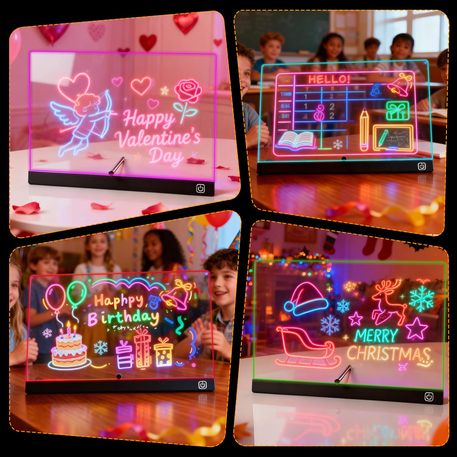 Led Zeichenbrett,30x20cm Leuchtendes Zeichenbrett mit 7 Farben & Ein/Aus-Schalter,Acryl Notiztafel Led Maltafel Drawing Board,LED Memoboard Kreatives Geschenk Spielzeug für Kinder/Mädchen/Teenager