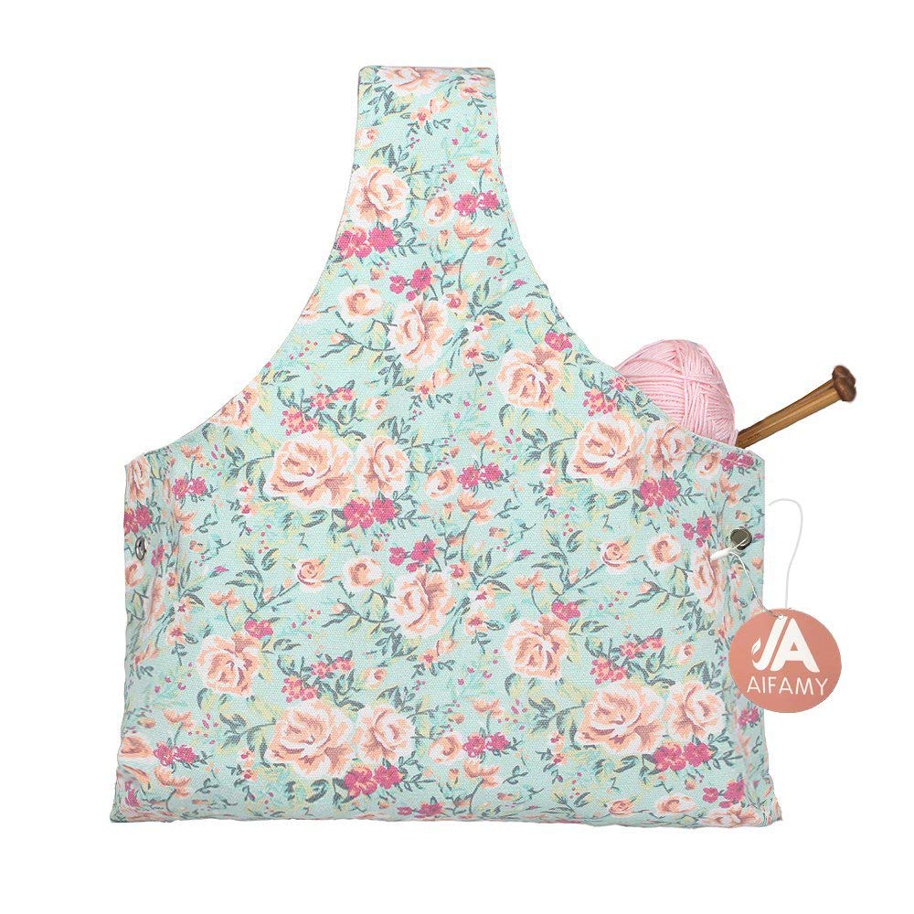 (Large) - Knitting Tote Bag Yarn Storage Organiser for Large Projects, Sweet Floral (Large)