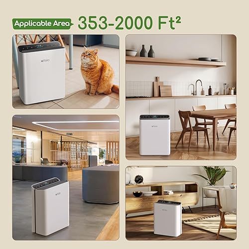 Miniatura 7 de Afloia Purificadores de aire para el hogar, habitación grande, dormitorio, hasta 1280 pies cuadrados con sensor láser de calidad del aire y modo