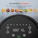 DREO Air Fryer - 100℉ to 450℉, 4 Quart Hot Oven Cooker with 50 Recipes, 9 Cooking Functions on Easy Touch Screen, Preheat, Shake Reminder, 9-in-1 Digital Airfryer, Black, 4L (DR-KAF002)