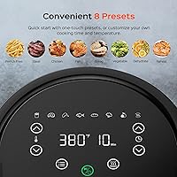 Vista 4 de DREO Freidora de aire – 100 ℉ a 450 ℉, olla de horno caliente de 4 cuartos con 50 recetas, 9 funciones de cocción en pantalla táctil fácil