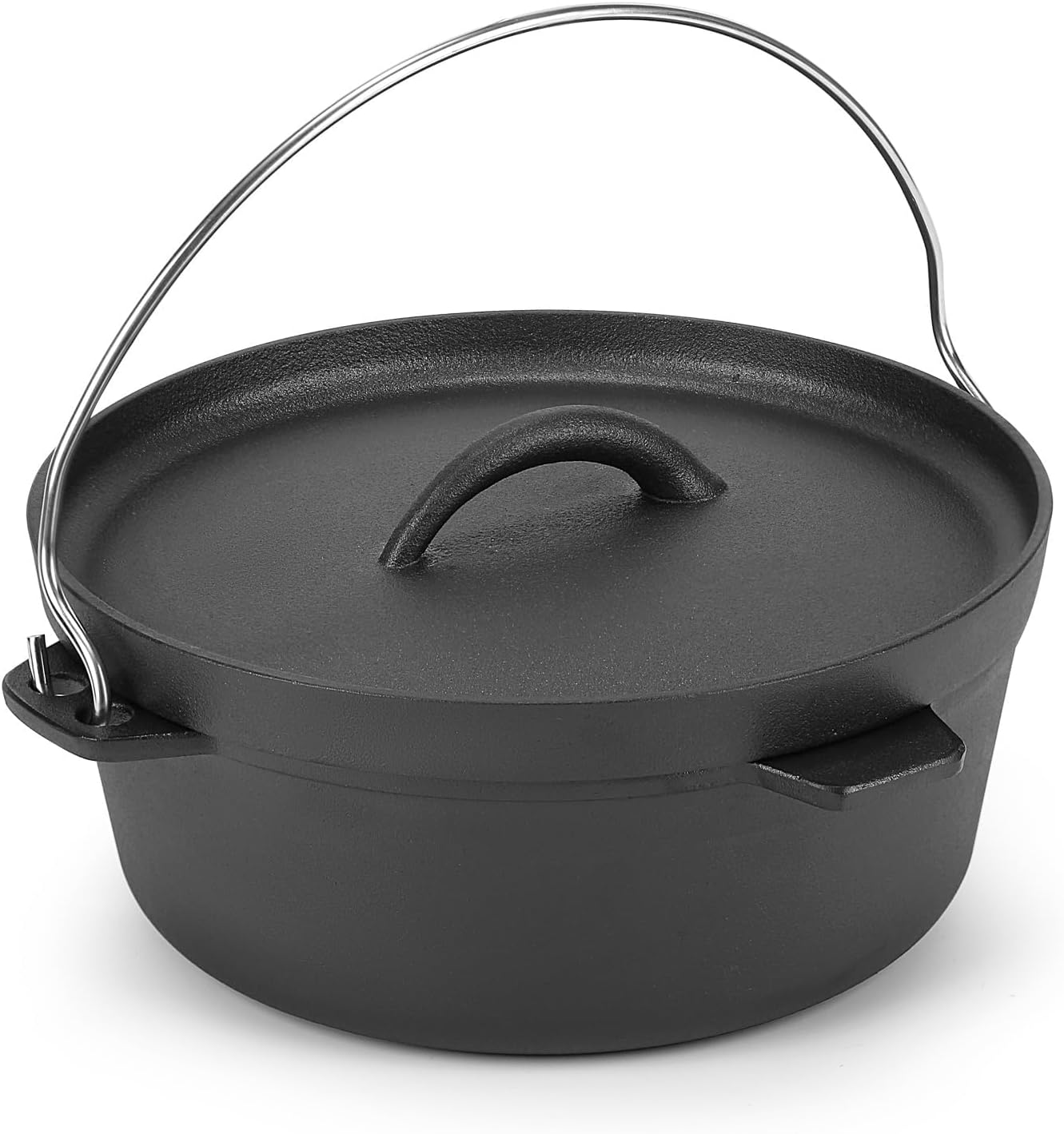 Northriver Casting Cast Iron Dutch Oven Pot with Lid, for Small Dishes, Side Dishes, Camping Cookware set, BBQ, Garlic Roaster, 1.5 Quart Pan