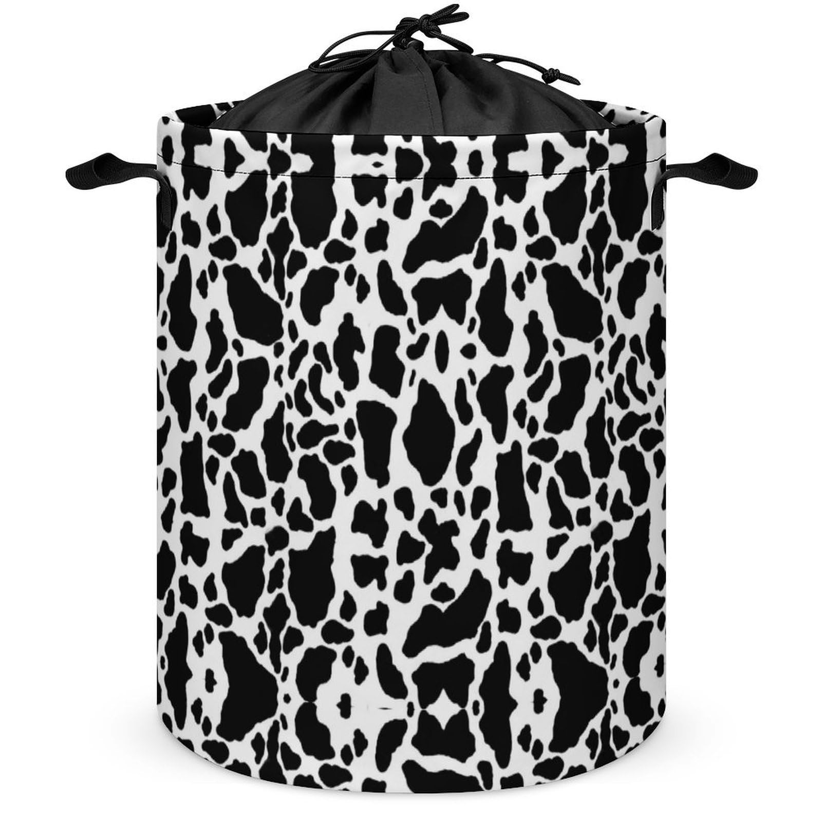 Qjjinxior Drawstring Laundry Hamper, Cow Print Laundry Basket, Washing Basket with Handle