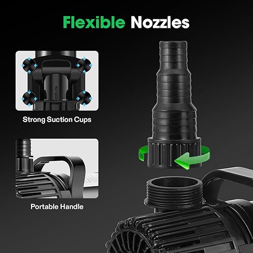 Miniatura 3 de VIVOSUN Bomba de agua sumergible de 1600 GPH con bolsa de barrera, bomba de estanque de 100 W, bomba de acuario ultra silenciosa con 14 pies. Altura