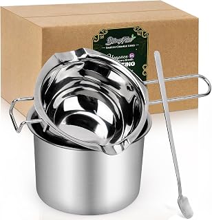 Pachsi 3-Piece Stainless Steel Double Boiler Set for Candle Making - Wax Melting Pot with Pouring Spout for Soy Beeswax