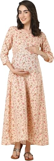 ZUVINO Maternity Dresses for Women || Baby Feeding Dresses with Zipper for Pregnant Women || Plus Size Pregnancy Wear || M...