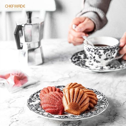 Vista 36 de CHEFMADE Madeleine Molde para tartas, 12 cavidades, antiadherente, ovalada, para hornear al horno (dorado champán)