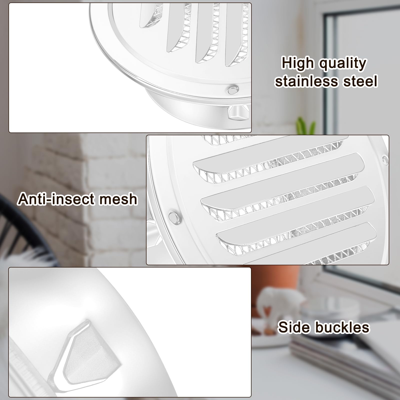 Zonon Paquete de 4 cubiertas de ventilación de salida de aire de acero inoxidable de 6 pulgadas a granel para secadora de techo con malla de pantalla para rejilla de ventilación exterior de pared de