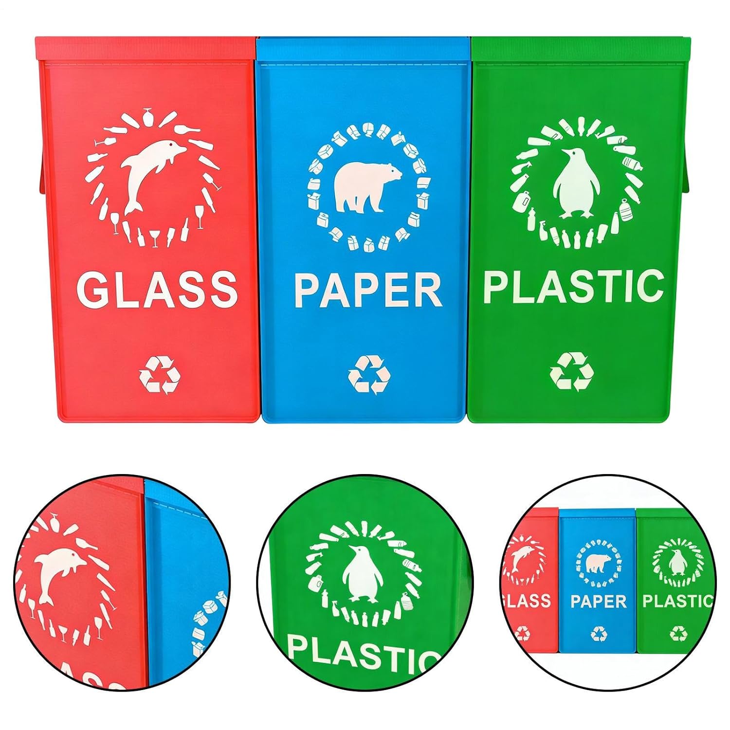 Reusable Trash Bag - Heavy Duty Woven Basket, 3 Pieces Waterproof Recycle Bags with Handle, Authentic Reusable Trash Bag, Bags for Home Kitchen Office, Lawn Indoor Cans Use