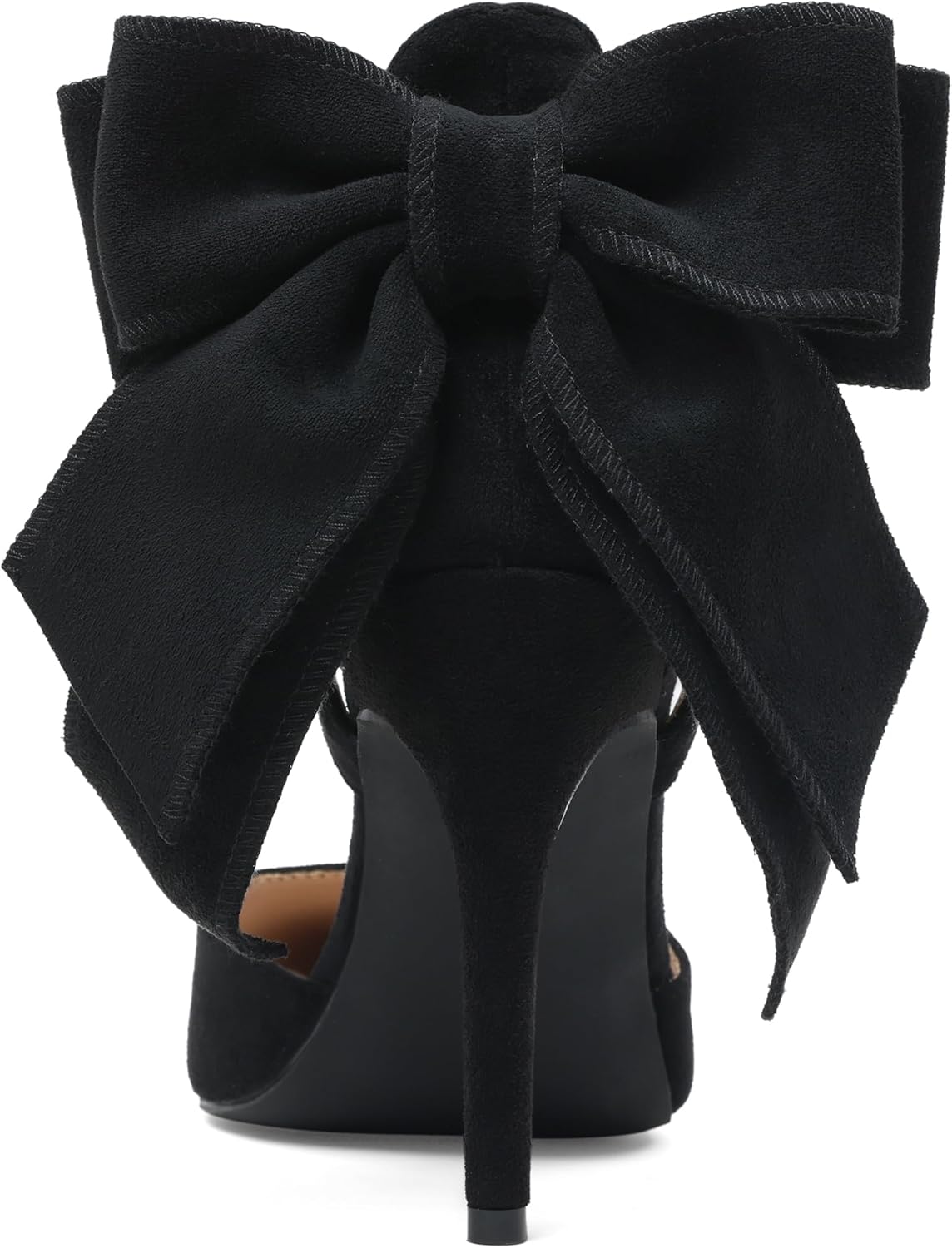 SaraIris Women's Black Bow Heels Pointy Toe Stiletto High Heel Dress Pumps Comfortable Elegant Shoes