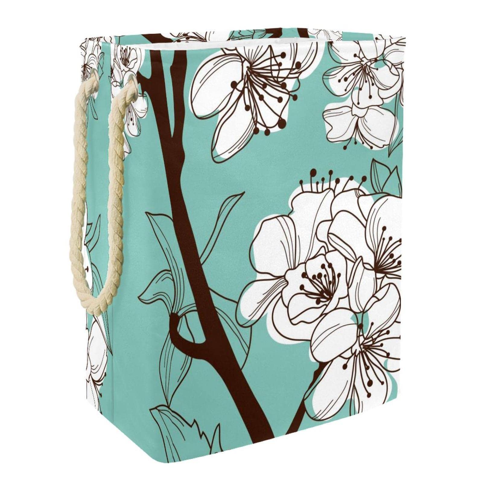 Panier à linge imprimé fleurs pour organiser la salle de bain familiale avec style