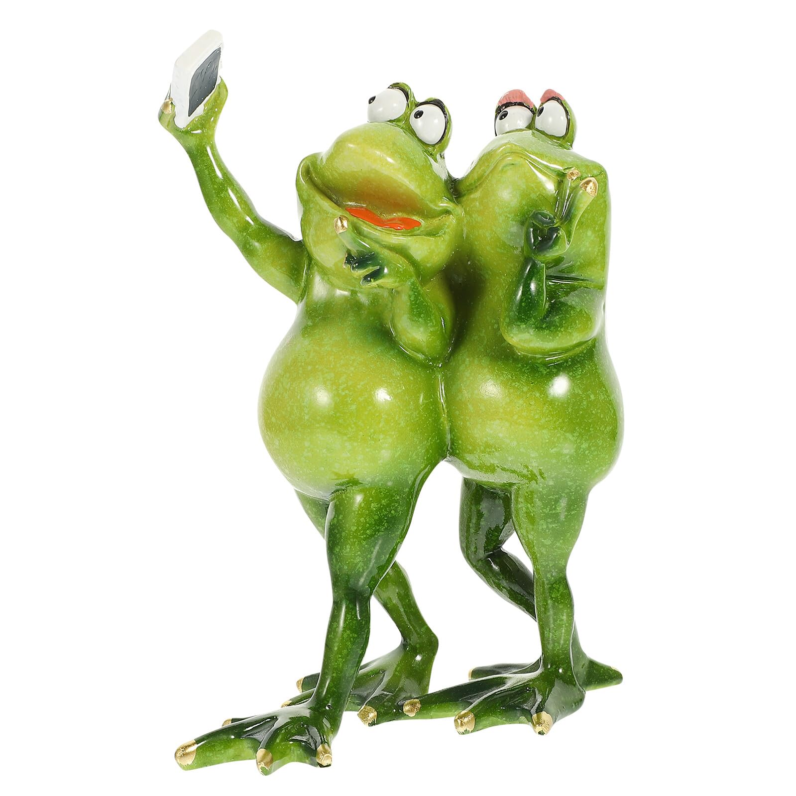 Statue de grenouille résine simulée ornement champêtre pour jardin