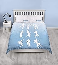 Official Fortnite Double Duvet Cover Shuffle Design | Reversible Two Sided Fortnite Battle Royale Bedding Duvet Cover With Matching Pillow Case, Blue