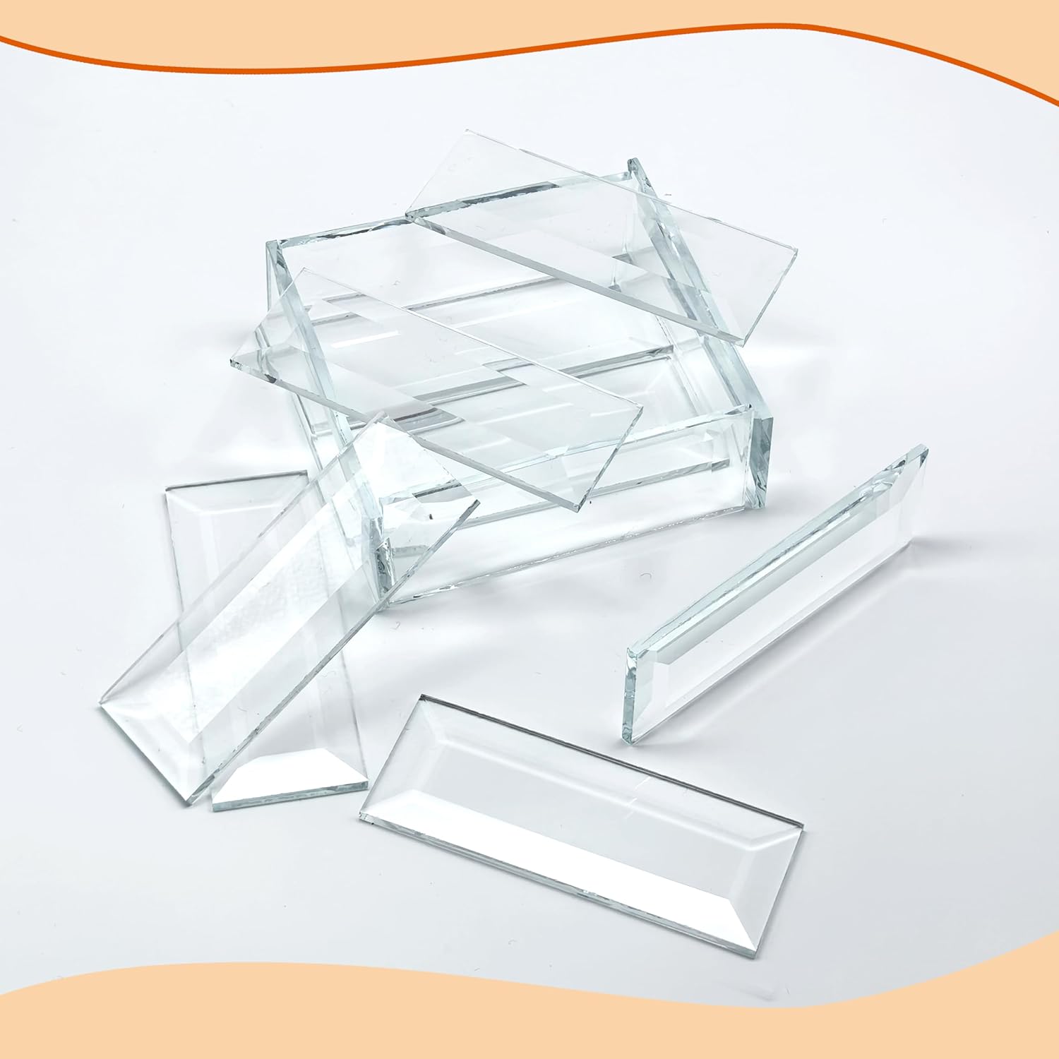 1.5 x 4 Inches Beveled Glass Squares (30 Pieces) for Stained Glass Art & Design (1.5 x 4 Inches)