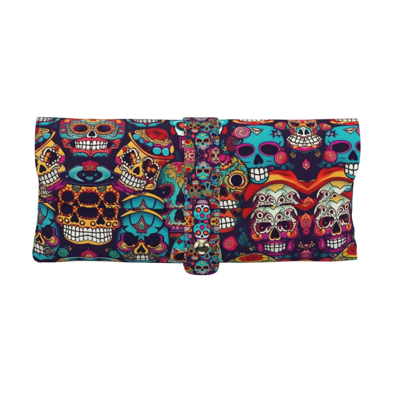 Wyczhy Unisex White Sugar Skulls Glasses Case,Sunglasses Sleeve Pouch Leather Case Soft Slip In Eyeglasses Holder