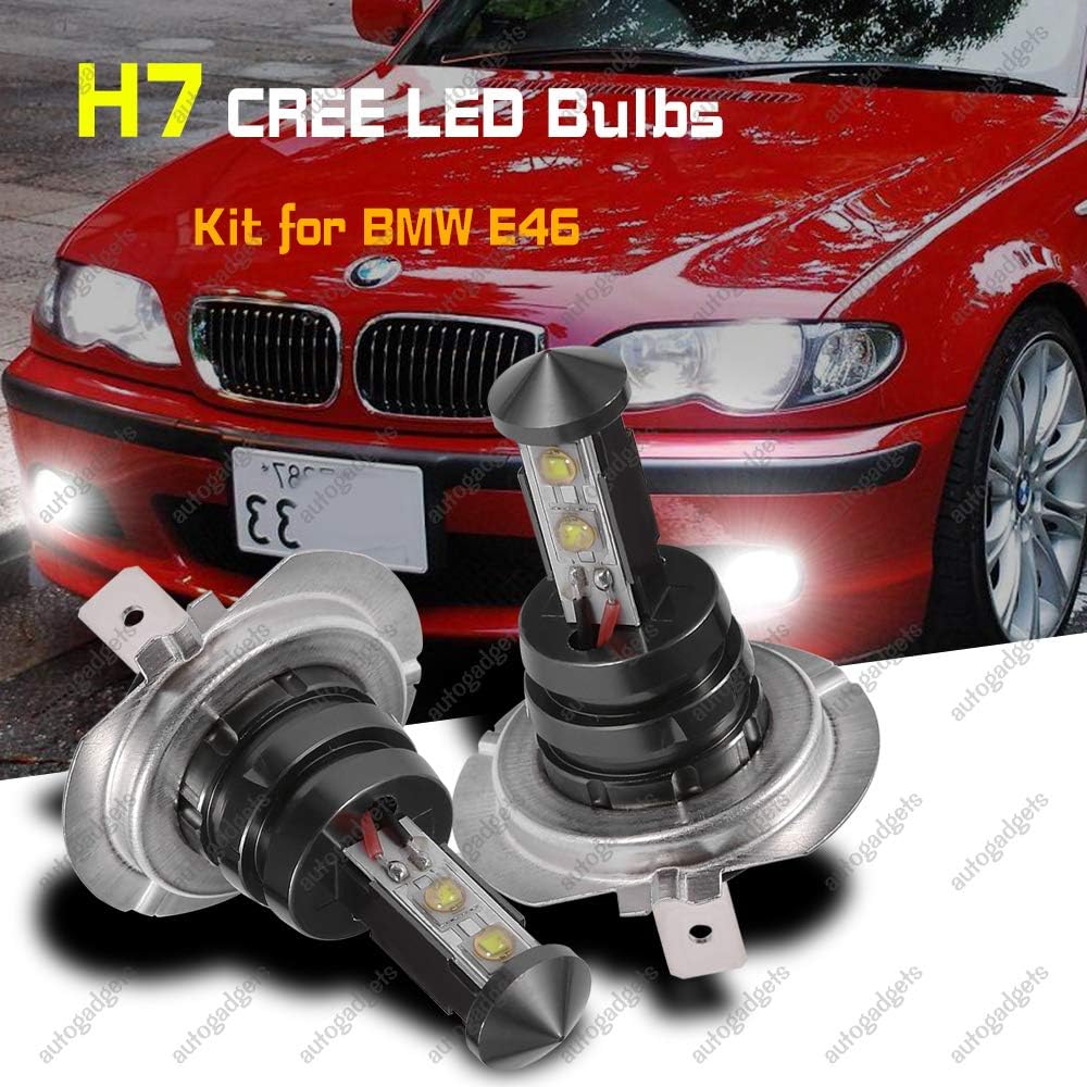 H7 CREE LED Headlight Bulbs 6000K for BMW E46 323i 325i 328i 330i 9