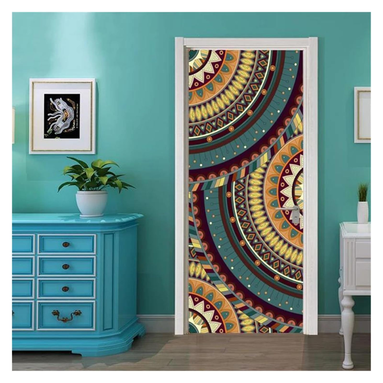 Affiche couverture de porte autocollante abstraite deco maison sticker mural 95x215