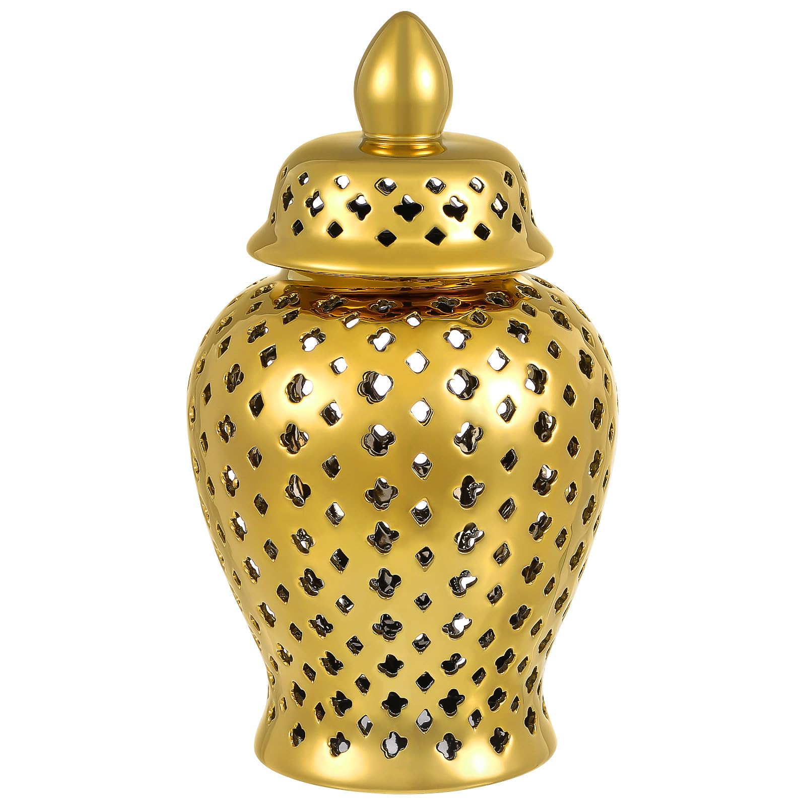 Vaso Decorativo in Ceramica Dorata, Leggero, per Fiori Secchi e Finti | Design Romantico e Unico, per Casa e Vetrina, Adatto a San Valentino, Nozze e Feste Invernali