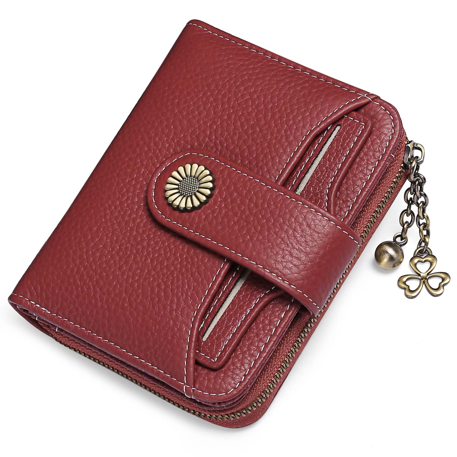 SENDEFNWomen's Small Purse, Women's Genuine Leather, with Coin Compartment, Small Zip Wallet, Card Holder, with RFID Blocker