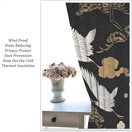 Miniatura 5 de Cortinas de grúa de hadas, plantas negras y doradas, estilo tradicional chino, estilo japonés, arte temático, decoración de dormitorio, sala de