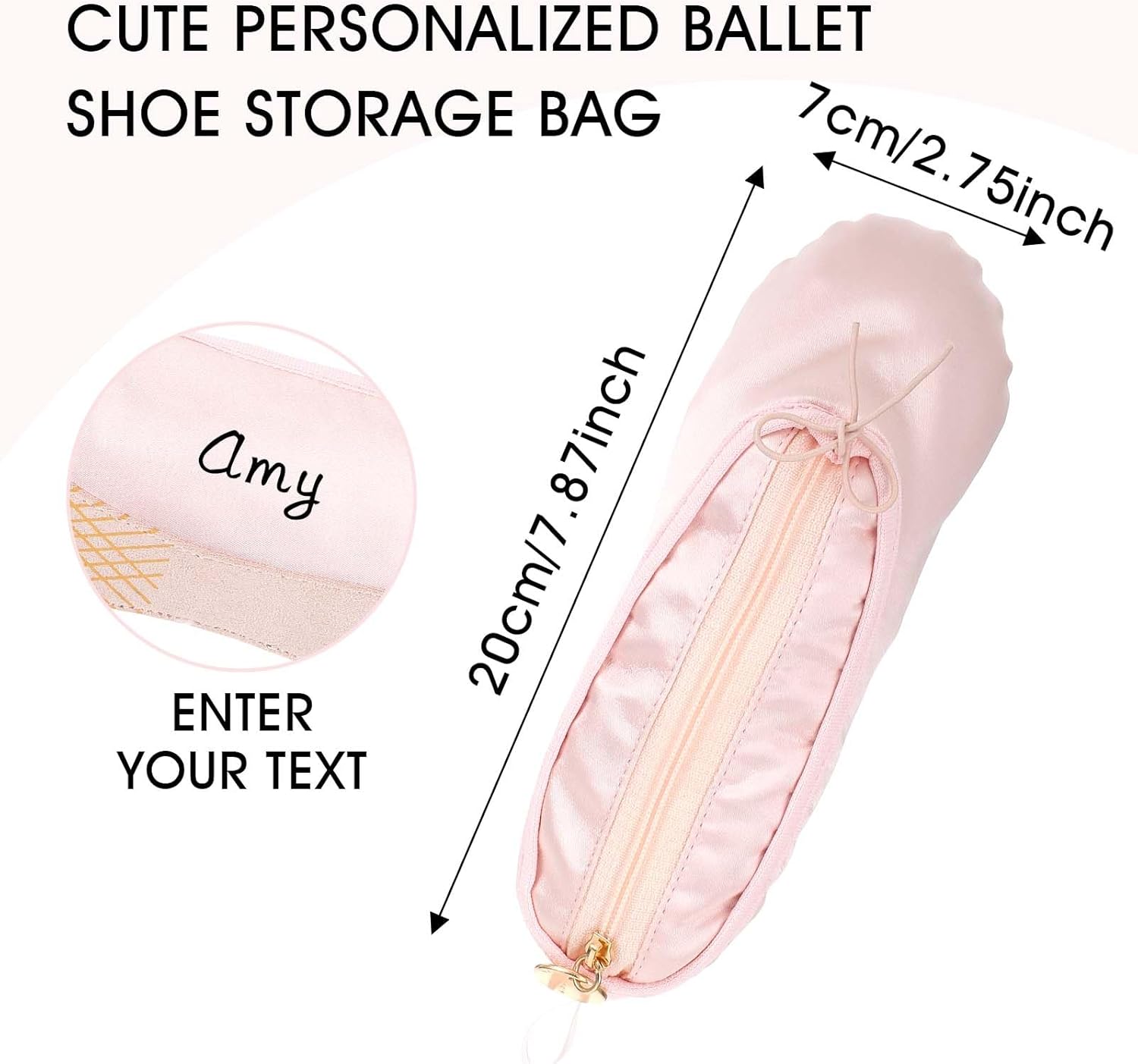 Ballet Shoe Makeup Bag,Ballerina Slipper Make up Pouch Bag,pink Portable Bow Make up Bags Small Cosmetic Bag Mini Makeup Bag Dance Bag for Girls - Image 2