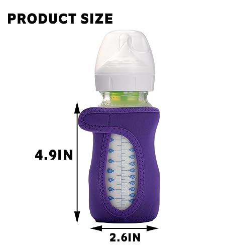 Miniatura 7 de Paquete de 4 fundas de neopreno de 9 onzas para biberones de vidrio de bebé Dr. Brown, fundas ajustables que mejoran la retención del calor y el