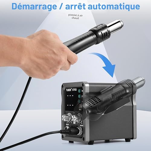 TLBZK 878D 2-en-1 Station de soudage à air chaud Kit pour résumé, pompe de dessalement 5 embouts de soudage, 3 buses à air chaud, pincettes, extracteur IC - 6
