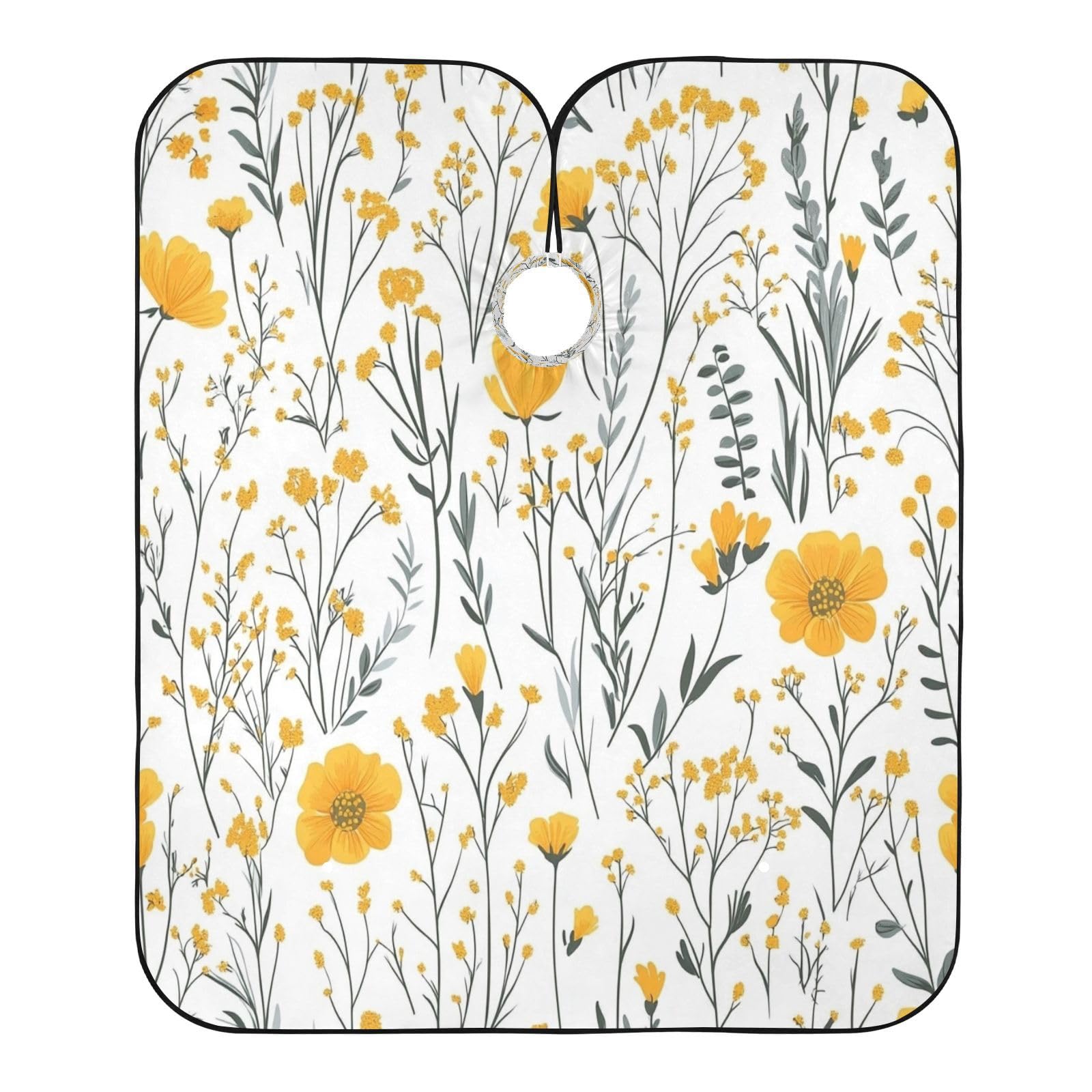Kigai Yellow Flowers Hair Cutting Cape for Men & Women Waterproof Barber Cape Professional Hairdressing Salon Styling Apron with Adjustable Closure Snap
