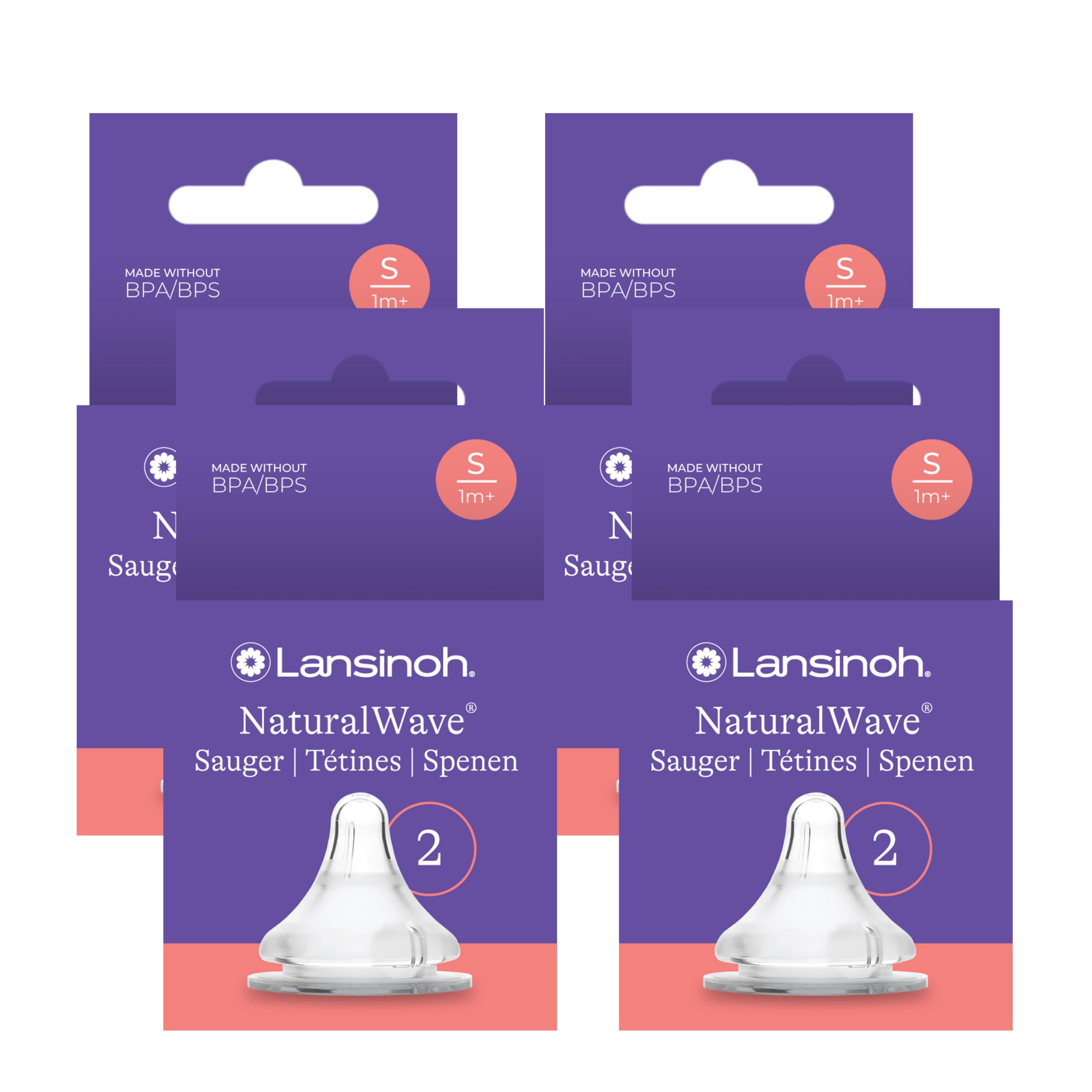 Lansinoh NaturalWave Sauger, Gr. S - langsamer Milchfluss, 8 Stück