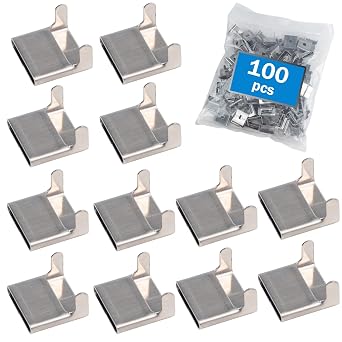 3/4" Closed 316 Stainless Steel Wing Seal Banding Buckle, Ear-Lokt Buckles Pipe Clamp for 201/304 Steel Strapping, Hammer-Installed 100-Pack