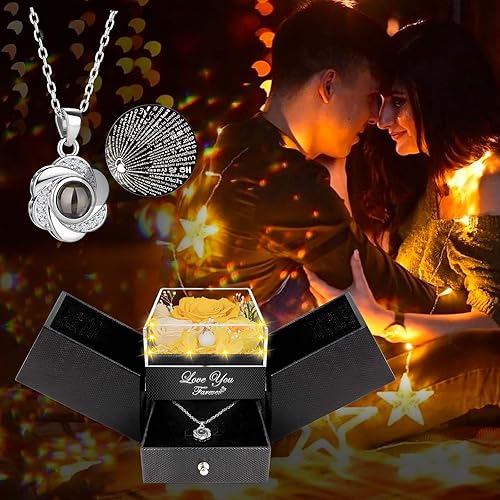 Miniatura 5 de 3 Preserved Yellow Real Rose-Eternal Flowers Rose Gifts for Mom Grandma Wife Girlfriend on Mothers Day Birthday Valentines Christmas for Her with I