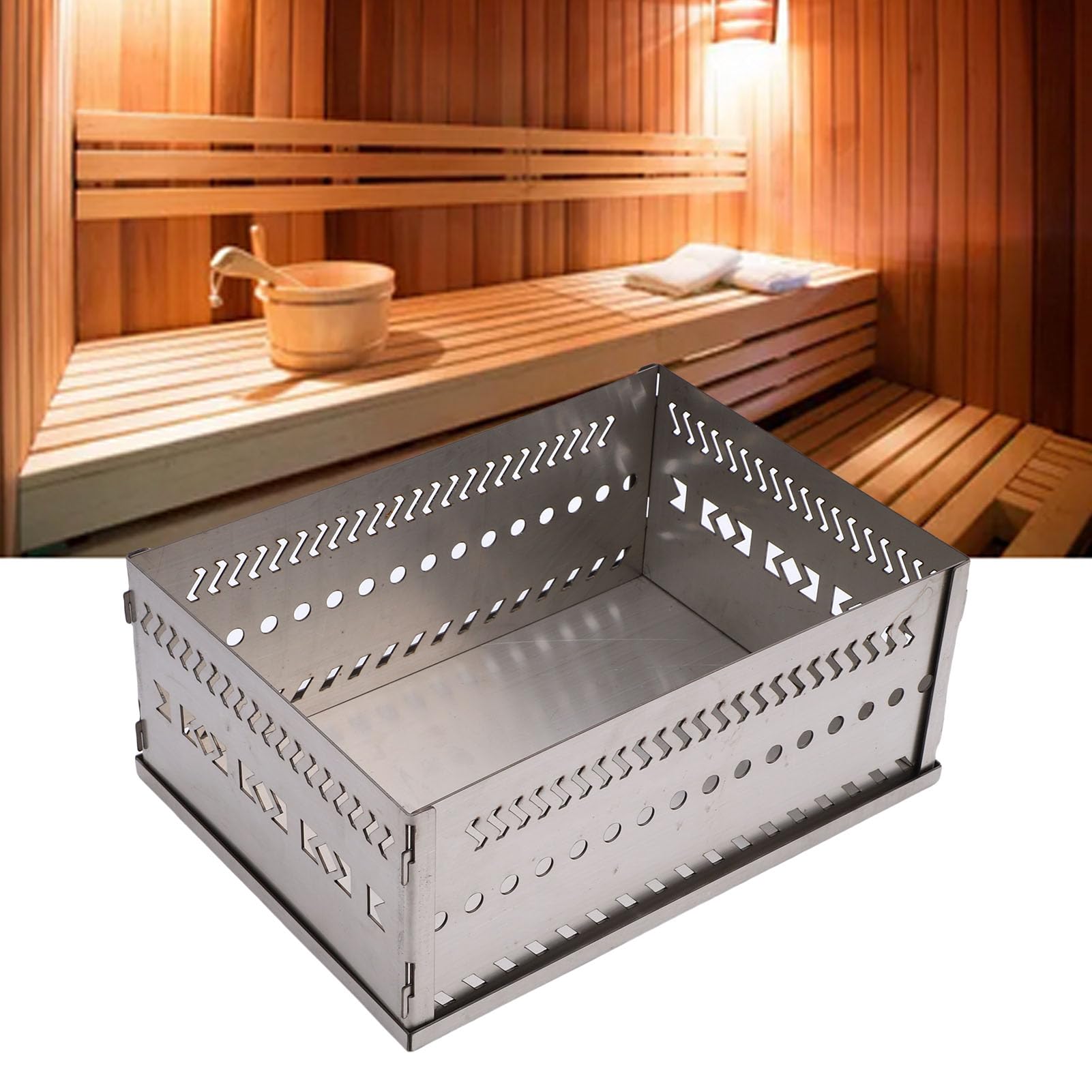 Elprico Saunasteinkorb Edelstahl 50 kg Kapazität für Holzofen und Holzkohle Feuerraum