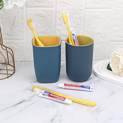 Miniatura 3 de Cepillos de dientes desechables con pasta de dientes, paquete de 100, cepillo de dientes hueco amarillo con 0.35 onzas de pasta de dientes envueltos