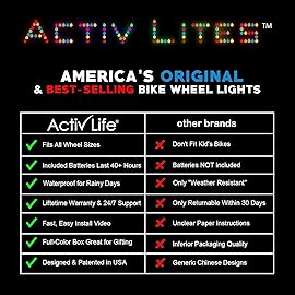 Activ Life Bike Wheel Lights - Holiday Glow & Gold Bike Accessories - Color Changing LED Cycle Wheel Lights - Festive Stocking Stuffers - Bicycle Accessories - Gold, Pack of 2