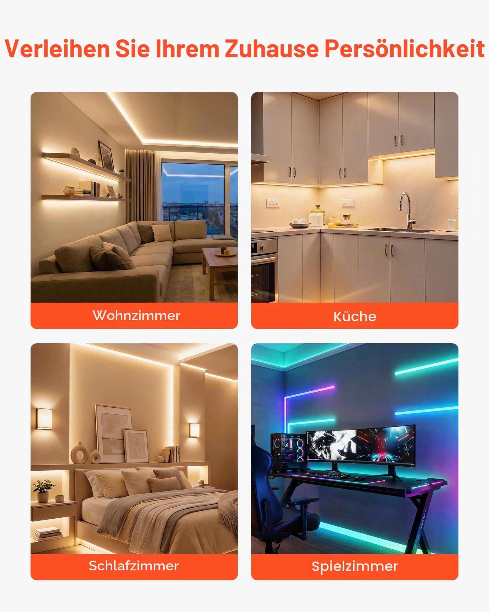 VEVOR LED Profil 10er-Pack 2 m, Eloxierte Aluminiumprofile mit Milchiger Abdeckung, Endkappen & Befestigungsclips, Kanäle, Diffusor für LED-Streifen, Ideal für Unterbau-Arbeitsplatten, U Form