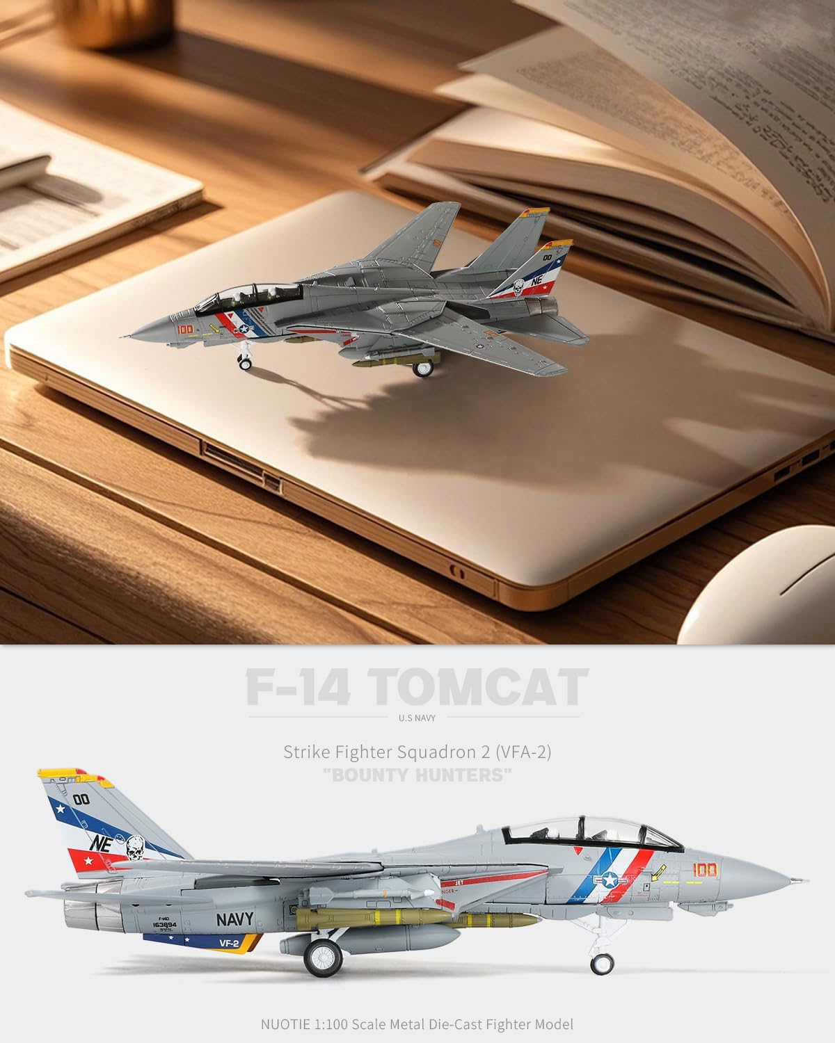 F-14A Tomcat 1/100 metalowe zestawy modeli samolotów ze stojakiem VF-2 łowcy nagród odlewany ciśnieniowo model myśliwca odrzutowiec wstępnie zbudowana kolekcja samolotów wojskowych na wystawę