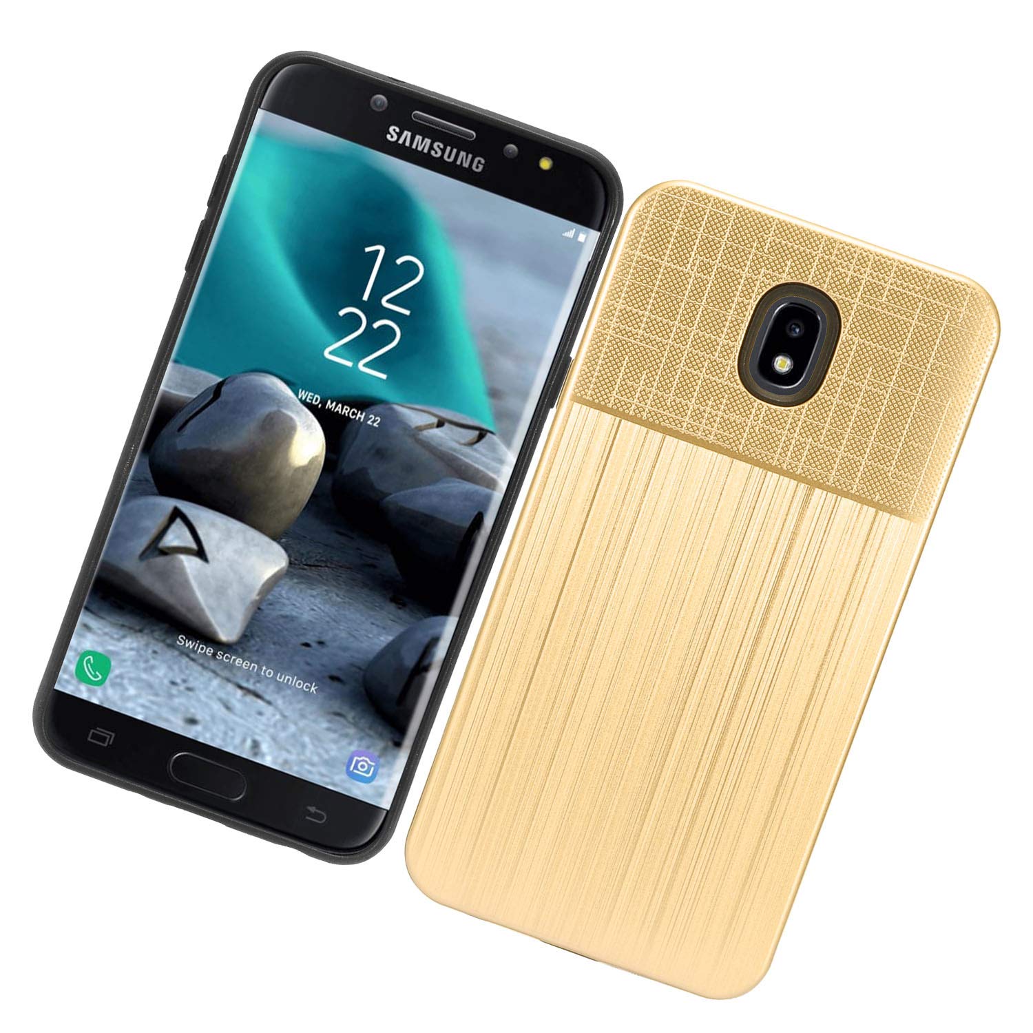 Z-GEN - Galaxy J7 2018, J7 Refine, J7 Star, J7 Crown, J7 Aura, J7 Top, J7 V J7V 2nd Gen J737 - Hybrydowe etui na telefon Samsung + osłona ekranu ze szkła hartowanego - CF2 Gold