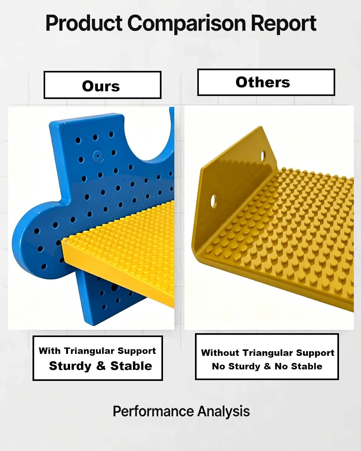 3-Sets Lego Display Shelves Compatible with Lego Building Bricks & Storage Rack, Large Size 9.45x9.45inch with Background Panel,Studs for Brick Display and Storage, for Medium & Large Brick