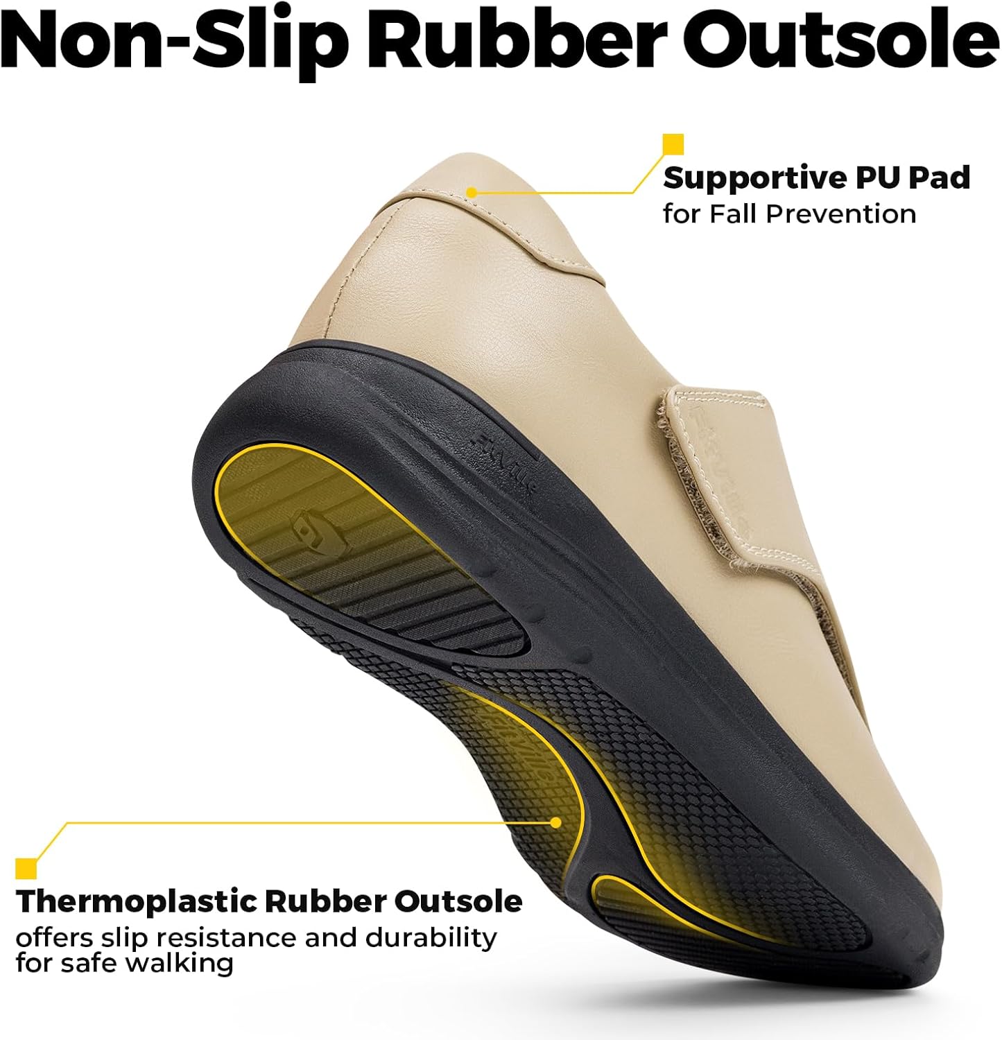 FitVille Diabetic Shoes for Women Wide Slip On Classic Oxford Shoes Business Formal Dress Shoes PU Leather Loafers Sneakers