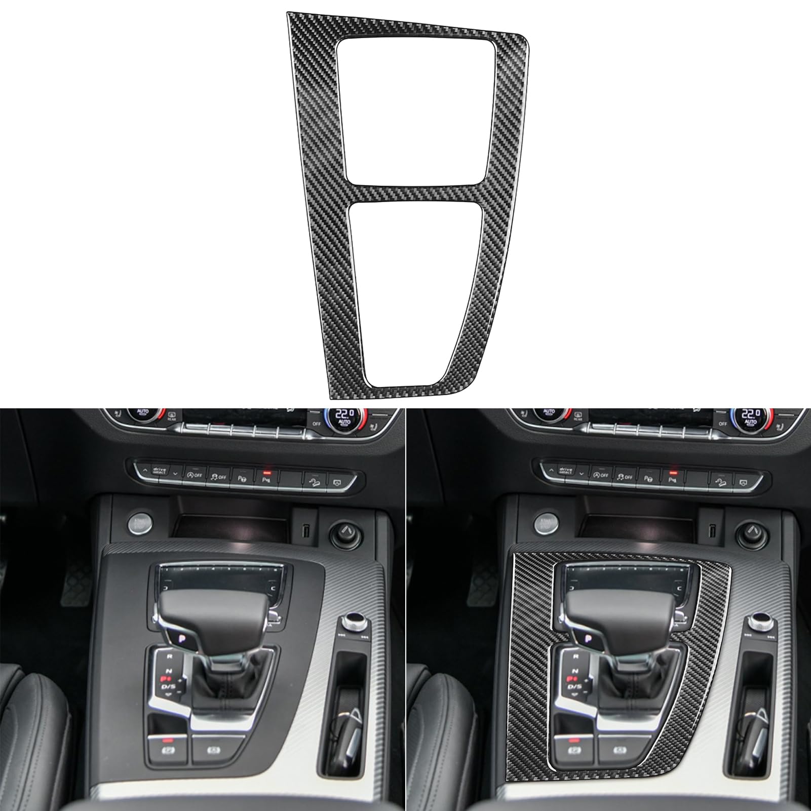 Carbon Fiber Gear Shift Panel Cover For Audi Q5 SQ5 80A (2018-2020) | Center Console Trim Sticker Decal, Red