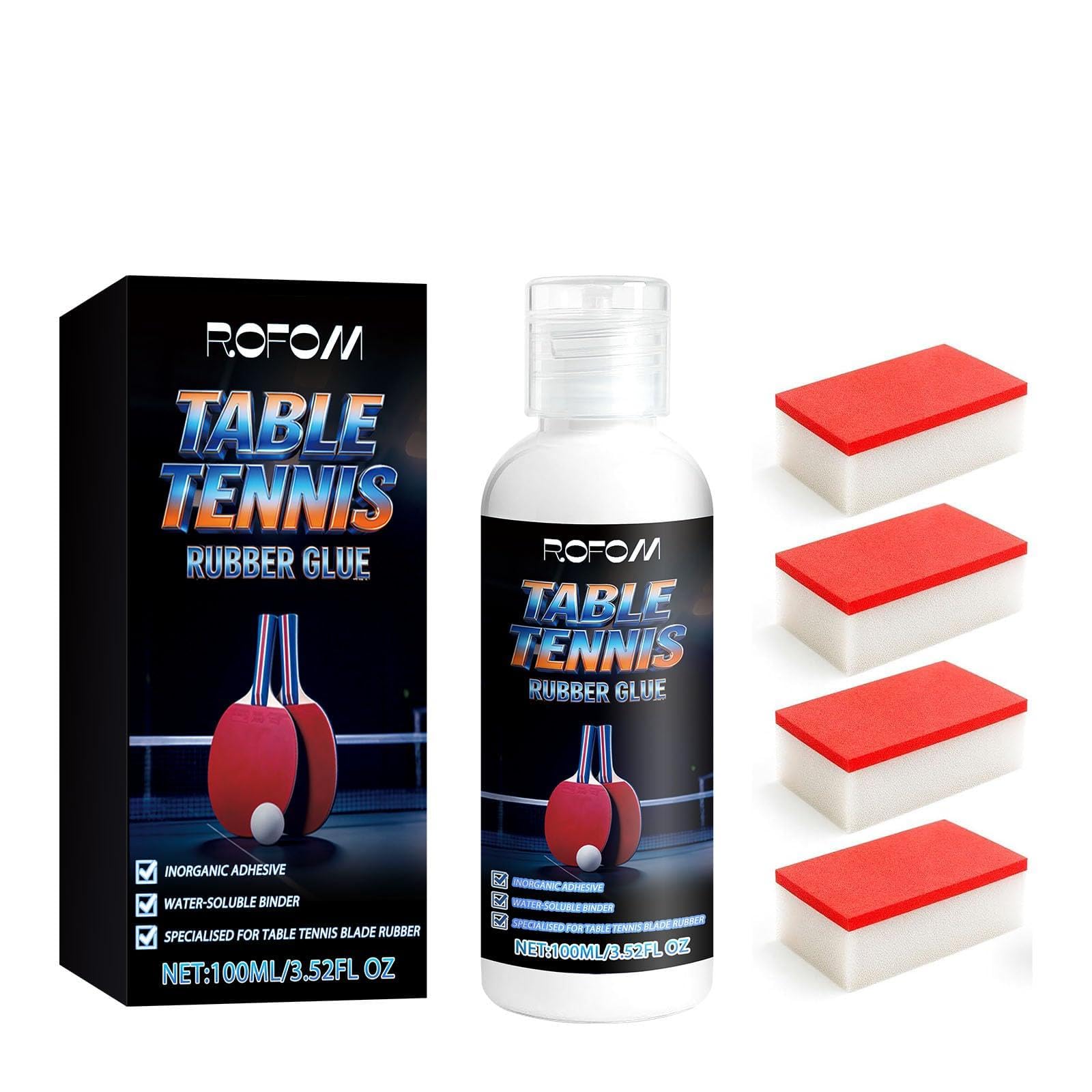 ROFPM Table Tennis Bats Glue, Quick Dry Racket Rubber and Blade Adhesive for Assembly and Maintenance, Strong Bonding, Prevents Peeling, 100ML