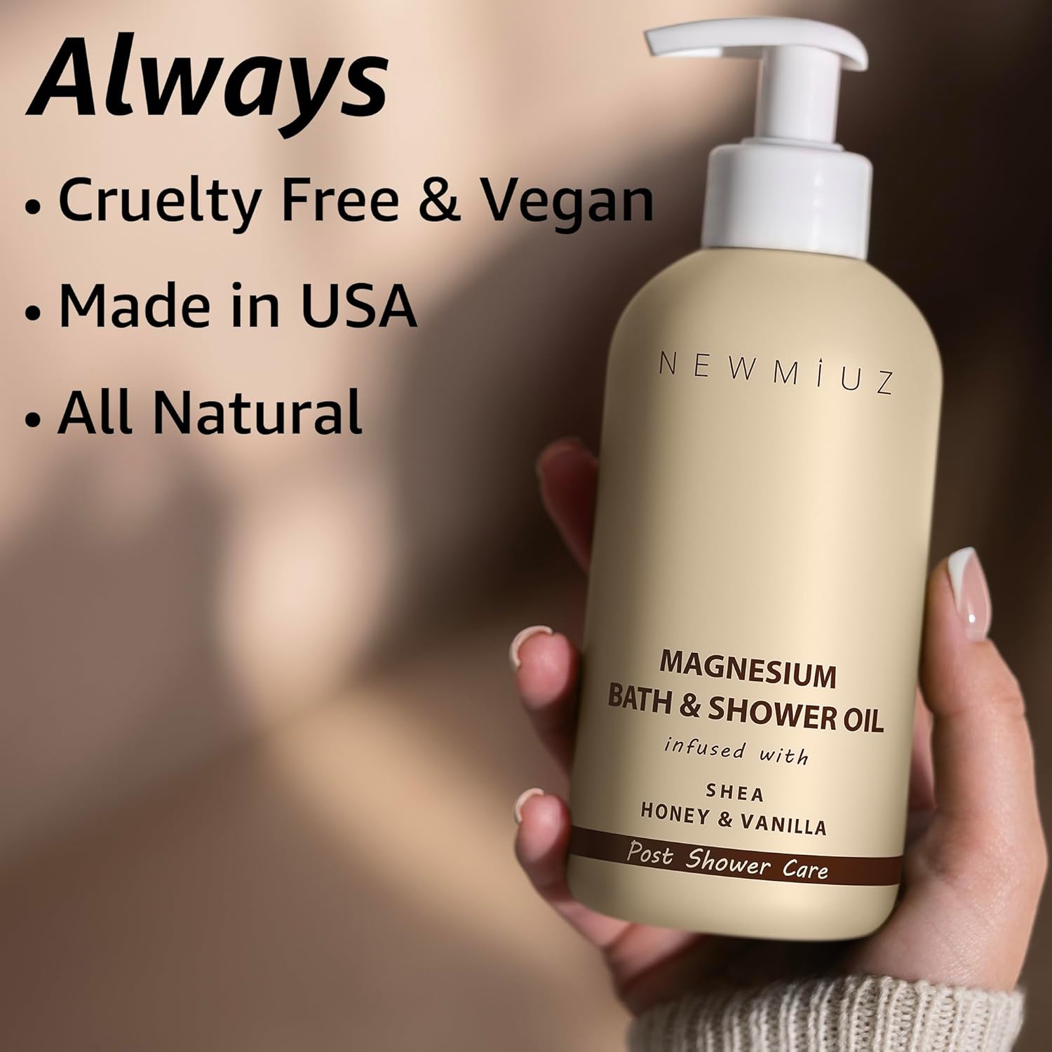 New Miuz Magnesium InShower Body Conditioner Soft Skin Post Shower Care Moisturizer for Body Legs Bath Oil for Dry Skin Shea Butter Honey Vanilla Self Care Spa Gift - Image 6