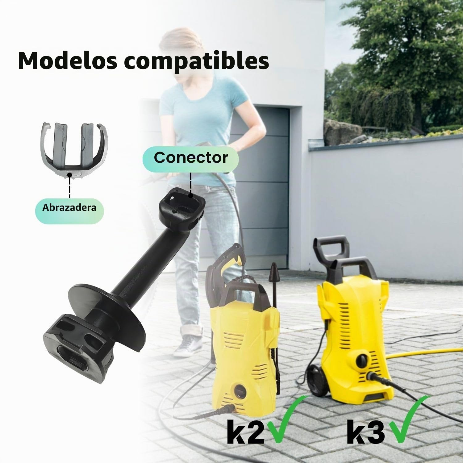 Lavadora de alta presión tubo de salida angular con abrazadera para K1/K2/K3, tubo de salida de codo 4.064-047.0,40640470,5.064-110.0,5064110, arandela de alta presión repuestos
