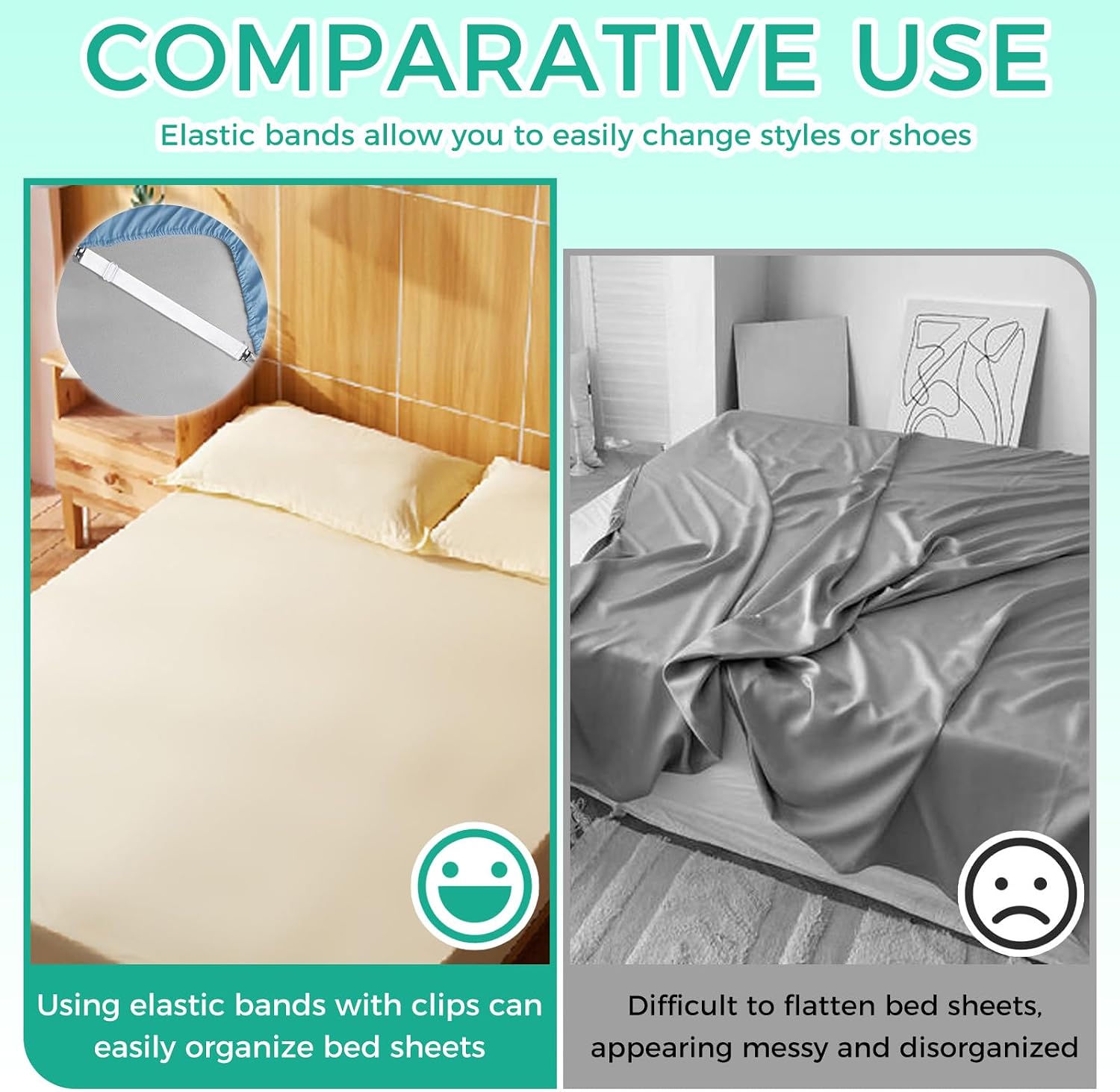 4pcs Fabric Cover Fasteners, Adjustable Bed Sheet Hanger with Bed Sheet Fasteners, Heavy-Duty Bed Sheet Clip for mattresses, Suitable for Various Models of mattresses (White)