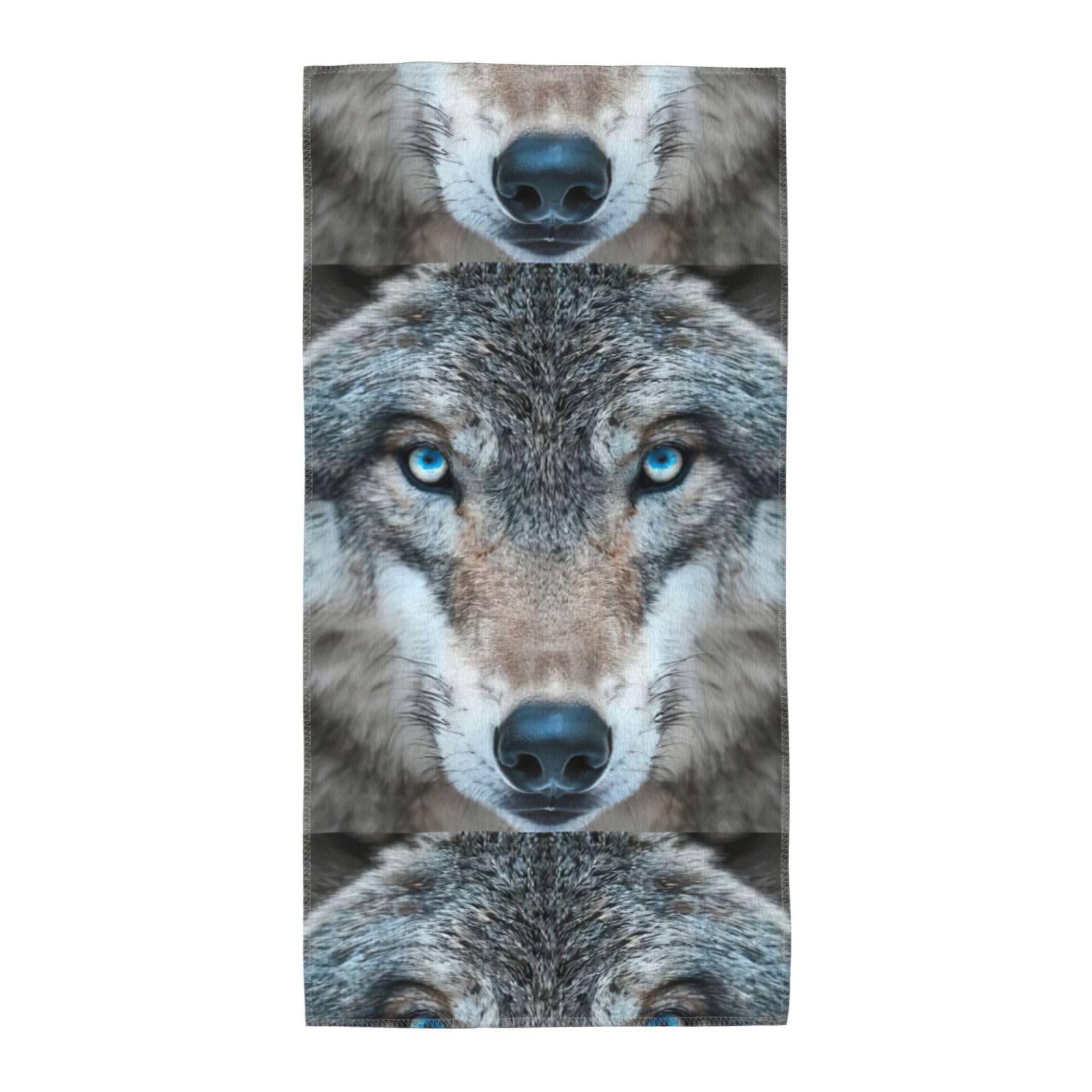 Cbaaghh Blue Eyes Wolf Print Towel, Towels Thick Face Towels Fast Drying Washcloth For Bath, Spa, Gym