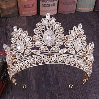 WDCDYQDH Tiaras de Corona para el Cabello para Mujer, Coronas Grandes de Cristal Vintage, Diadema para Novia, Accesorios para Boda, Color Verde (un Color Plata)